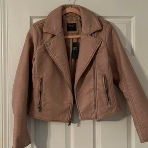 Abercrombie & Fitch Pink Leather Bomber Small